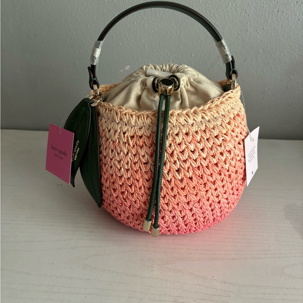 kate spade 3D peach bellini woven novelty crossbody